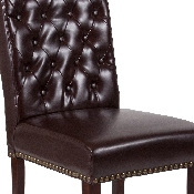 HERCULES Series Brown LeatherSoft Parsons Chair with Rolled Back, Accent Nail Trim and Walnut Finish, BT-P-BRN-LEA-GG