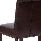 HERCULES Series Brown LeatherSoft Parsons Chair with Rolled Back, Accent Nail Trim and Walnut Finish, BT-P-BRN-LEA-GG