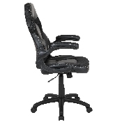 X10 Gaming Chair Racing Office Ergonomic Computer PC Adjustable Swivel Chair with Flip-up Arms, Black LeatherSoft, CH-00095-BK-GG
