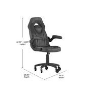 X10 Gaming Chair Racing Office Computer PC Adjustable Chair with Flip-up Arms and Transparent Roller Wheels, Black LeatherSoft, CH-00095-BK-RLB-GG