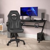 X10 Gaming Chair Racing Office Computer PC Adjustable Chair with Flip-up Arms and Transparent Roller Wheels, Black LeatherSoft, CH-00095-BK-RLB-GG