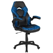 X10 Gaming Chair Racing Office Ergonomic Computer PC Adjustable Swivel Chair with Flip-up Arms, Blue/Black LeatherSoft, CH-00095-BL-GG