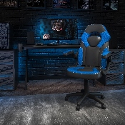 X10 Gaming Chair Racing Office Ergonomic Computer PC Adjustable Swivel Chair with Flip-up Arms, Blue/Black LeatherSoft, CH-00095-BL-GG