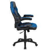X10 Gaming Chair Racing Office Ergonomic Computer PC Adjustable Swivel Chair with Flip-up Arms, Blue/Black LeatherSoft, CH-00095-BL-GG