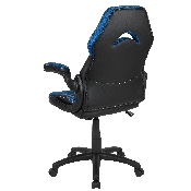 X10 Gaming Chair Racing Office Ergonomic Computer PC Adjustable Swivel Chair with Flip-up Arms, Blue/Black LeatherSoft, CH-00095-BL-GG