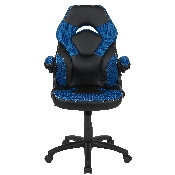 X10 Gaming Chair Racing Office Ergonomic Computer PC Adjustable Swivel Chair with Flip-up Arms, Blue/Black LeatherSoft, CH-00095-BL-GG