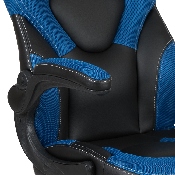 X10 Gaming Chair Racing Office Ergonomic Computer PC Adjustable Swivel Chair with Flip-up Arms, Blue/Black LeatherSoft, CH-00095-BL-GG