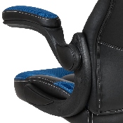 X10 Gaming Chair Racing Office Ergonomic Computer PC Adjustable Swivel Chair with Flip-up Arms, Blue/Black LeatherSoft, CH-00095-BL-GG