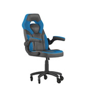 X10 Gaming Chair Racing Office Computer PC Adjustable Chair with Flip-up Arms and Transparent Roller Wheels, Blue/Black LeatherSoft, CH-00095-BL-RLB-GG