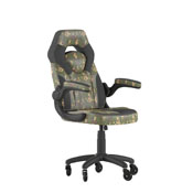 X10 Gaming Chair Racing Computer PC Adjustable Chair with Flip-up Arms and Transparent Roller Wheels, Camouflage/Black LeatherSoft, CH-00095-CAM-RLB-GG