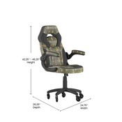 X10 Gaming Chair Racing Computer PC Adjustable Chair with Flip-up Arms and Transparent Roller Wheels, Camouflage/Black LeatherSoft, CH-00095-CAM-RLB-GG