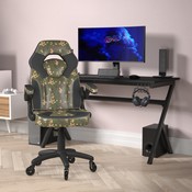 X10 Gaming Chair Racing Computer PC Adjustable Chair with Flip-up Arms and Transparent Roller Wheels, Camouflage/Black LeatherSoft, CH-00095-CAM-RLB-GG