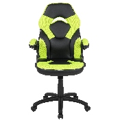 X10 Gaming Chair Racing Office Ergonomic Computer PC Adjustable Swivel Chair with Flip-up Arms, Neon Green/Black LeatherSoft, CH-00095-GN-GG