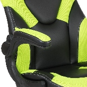 X10 Gaming Chair Racing Office Ergonomic Computer PC Adjustable Swivel Chair with Flip-up Arms, Neon Green/Black LeatherSoft, CH-00095-GN-GG
