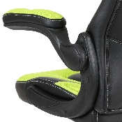 X10 Gaming Chair Racing Office Ergonomic Computer PC Adjustable Swivel Chair with Flip-up Arms, Neon Green/Black LeatherSoft, CH-00095-GN-GG