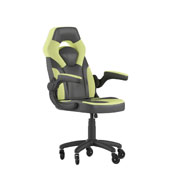 X10 Gaming Chair Racing Computer PC Adjustable Chair with Flip-up Arms and Transparent Roller Wheels, Neon Green/Black LeatherSoft, CH-00095-GN-RLB-GG