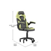 X10 Gaming Chair Racing Computer PC Adjustable Chair with Flip-up Arms and Transparent Roller Wheels, Neon Green/Black LeatherSoft, CH-00095-GN-RLB-GG
