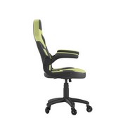 X10 Gaming Chair Racing Computer PC Adjustable Chair with Flip-up Arms and Transparent Roller Wheels, Neon Green/Black LeatherSoft, CH-00095-GN-RLB-GG