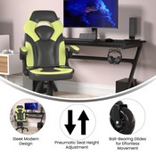 X10 Gaming Chair Racing Computer PC Adjustable Chair with Flip-up Arms and Transparent Roller Wheels, Neon Green/Black LeatherSoft, CH-00095-GN-RLB-GG