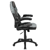 X10 Gaming Chair Racing Office Ergonomic Computer PC Adjustable Swivel Chair with Flip-up Arms, Gray/Black LeatherSoft, CH-00095-GY-GG