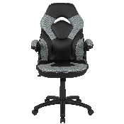 X10 Gaming Chair Racing Office Ergonomic Computer PC Adjustable Swivel Chair with Flip-up Arms, Gray/Black LeatherSoft, CH-00095-GY-GG