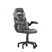 X10 Gaming Chair Racing Office Computer PC Adjustable Chair with Flip-up Arms and Transparent Roller Wheels, Gray/Black LeatherSoft, CH-00095-GY-RLB-GG