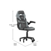 X10 Gaming Chair Racing Office Computer PC Adjustable Chair with Flip-up Arms and Transparent Roller Wheels, Gray/Black LeatherSoft, CH-00095-GY-RLB-GG
