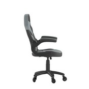 X10 Gaming Chair Racing Office Computer PC Adjustable Chair with Flip-up Arms and Transparent Roller Wheels, Gray/Black LeatherSoft, CH-00095-GY-RLB-GG