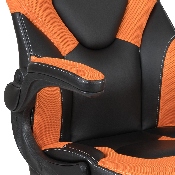 X10 Gaming Chair Racing Office Ergonomic Computer PC Adjustable Swivel Chair with Flip-up Arms, Orange/Black LeatherSoft, CH-00095-OR-GG