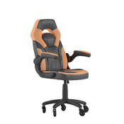 X10 Gaming Chair Racing Office Computer PC Adjustable Chair with Flip-up Arms and Transparent Roller Wheels, Orange/Black LeatherSoft, CH-00095-OR-RLB-GG