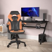 X10 Gaming Chair Racing Office Computer PC Adjustable Chair with Flip-up Arms and Transparent Roller Wheels, Orange/Black LeatherSoft, CH-00095-OR-RLB-GG