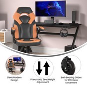 X10 Gaming Chair Racing Office Computer PC Adjustable Chair with Flip-up Arms and Transparent Roller Wheels, Orange/Black LeatherSoft, CH-00095-OR-RLB-GG