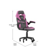 X10 Gaming Chair Racing Office Computer PC Adjustable Chair with Flip-up Arms and Transparent Roller Wheels, Pink/Black LeatherSoft, CH-00095-PK-RLB-GG