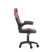 X10 Gaming Chair Racing Office Computer PC Adjustable Chair with Flip-up Arms and Transparent Roller Wheels, Pink/Black LeatherSoft, CH-00095-PK-RLB-GG