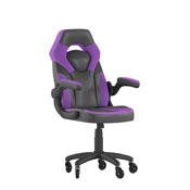 X10 Gaming Chair Racing Office Computer PC Adjustable Chair with Flip-up Arms and Transparent Roller Wheels, Purple/Black LeatherSoft, CH-00095-PR-RLB-GG
