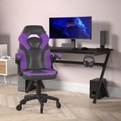 X10 Gaming Chair Racing Office Computer PC Adjustable Chair with Flip-up Arms and Transparent Roller Wheels, Purple/Black LeatherSoft, CH-00095-PR-RLB-GG
