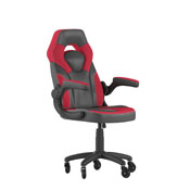 X10 Gaming Chair Racing Office Computer PC Adjustable Chair with Flip-up Arms and Transparent Roller Wheels, Red/Black LeatherSoft, CH-00095-RED-RLB-GG