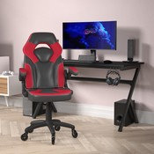 X10 Gaming Chair Racing Office Computer PC Adjustable Chair with Flip-up Arms and Transparent Roller Wheels, Red/Black LeatherSoft, CH-00095-RED-RLB-GG
