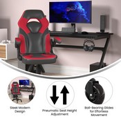 X10 Gaming Chair Racing Office Computer PC Adjustable Chair with Flip-up Arms and Transparent Roller Wheels, Red/Black LeatherSoft, CH-00095-RED-RLB-GG