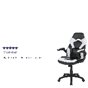 X10 Gaming Chair Racing Office Ergonomic Computer PC Adjustable Swivel Chair with Flip-up Arms, White/Black LeatherSoft, CH-00095-WH-GG