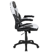 X10 Gaming Chair Racing Office Ergonomic Computer PC Adjustable Swivel Chair with Flip-up Arms, White/Black LeatherSoft, CH-00095-WH-GG
