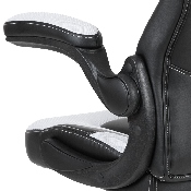 X10 Gaming Chair Racing Office Ergonomic Computer PC Adjustable Swivel Chair with Flip-up Arms, White/Black LeatherSoft, CH-00095-WH-GG