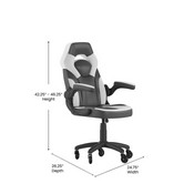 X10 Gaming Chair Racing Office Computer PC Adjustable Chair with Flip-up Arms and Transparent Roller Wheels, White/Black LeatherSoft, CH-00095-WH-RLB-GG