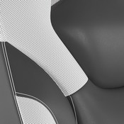 X10 Gaming Chair Racing Office Computer PC Adjustable Chair with Flip-up Arms and Transparent Roller Wheels, White/Black LeatherSoft, CH-00095-WH-RLB-GG