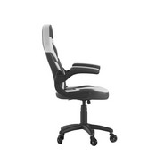 X10 Gaming Chair Racing Office Computer PC Adjustable Chair with Flip-up Arms and Transparent Roller Wheels, White/Black LeatherSoft, CH-00095-WH-RLB-GG