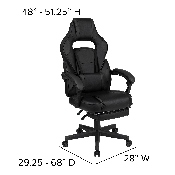 X40 Gaming Chair Racing Ergonomic Computer Chair with Fully Reclining Back/Arms, Slide-Out Footrest, Massaging Lumbar - Black, CH-00288-BK-BK-GG