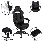 X40 Gaming Chair Racing Ergonomic Computer Chair with Fully Reclining Back/Arms, Slide-Out Footrest, Massaging Lumbar - Black, CH-00288-BK-BK-GG