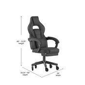 X40 Gaming Chair Racing Computer Chair with Fully Reclining Back/Arms and Transparent Roller Wheels, Slide-Out Footrest, - Black, CH-00288-BK-BK-RLB-GG