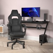 X40 Gaming Chair Racing Computer Chair with Fully Reclining Back/Arms and Transparent Roller Wheels, Slide-Out Footrest, - Black, CH-00288-BK-BK-RLB-GG