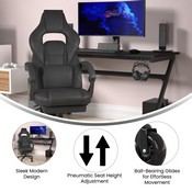 X40 Gaming Chair Racing Computer Chair with Fully Reclining Back/Arms and Transparent Roller Wheels, Slide-Out Footrest, - Black, CH-00288-BK-BK-RLB-GG